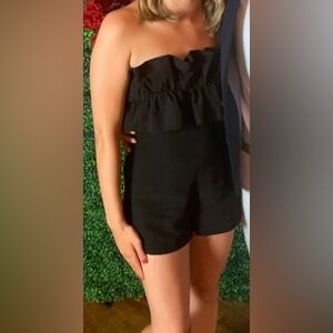 Black ruffle romper